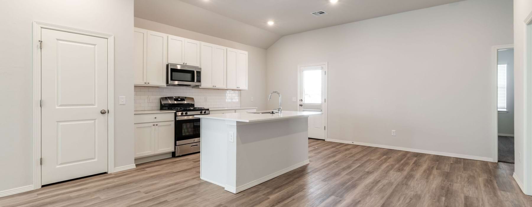 Kitchen island with white cabinets